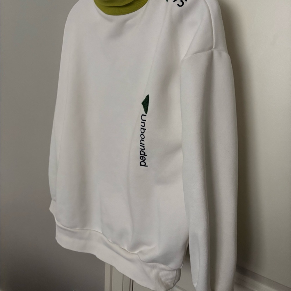 White Sweatshirt with Green Accents
